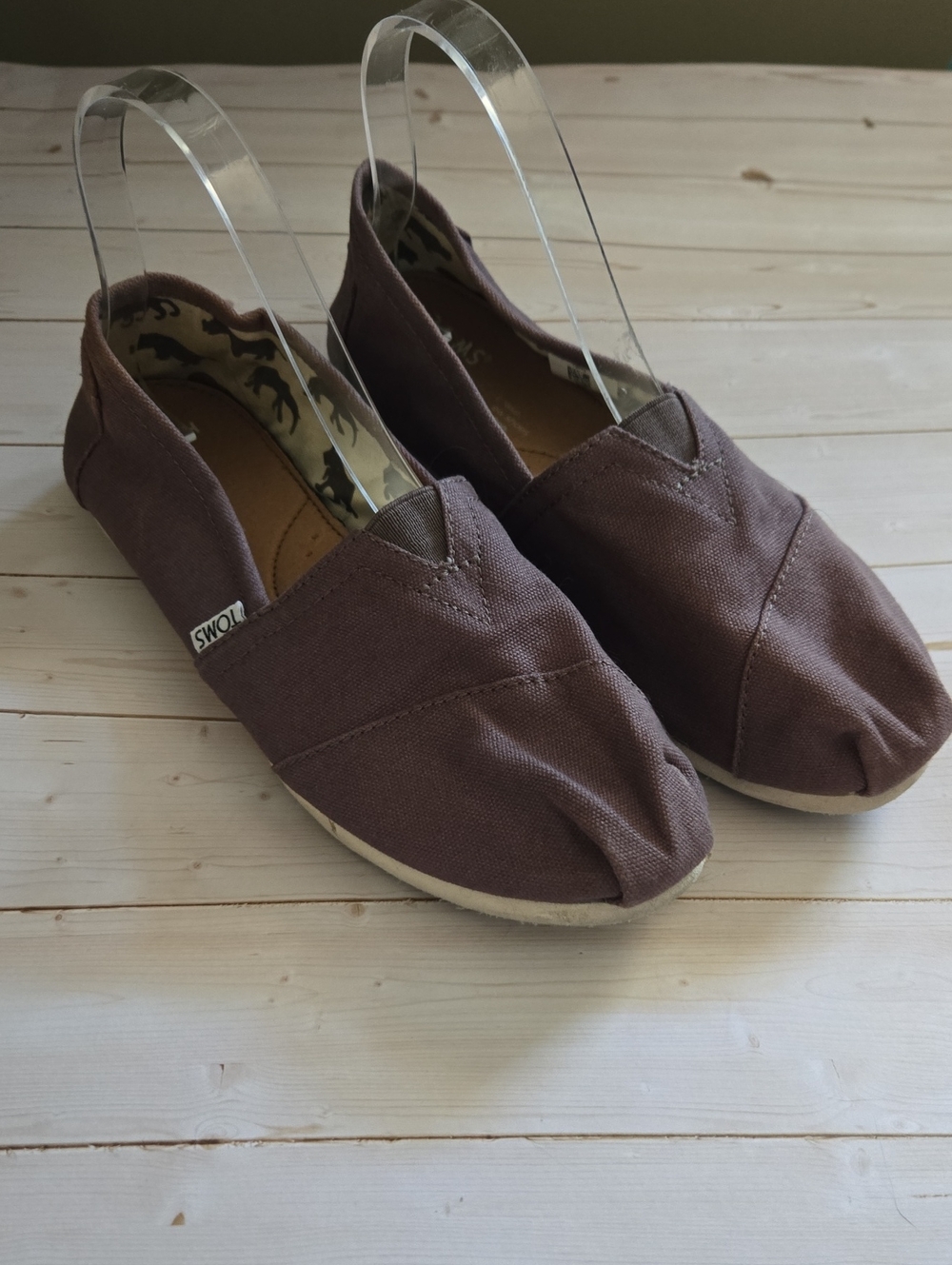Toms Brown Canvas Slip-On Shoes Womens 8.5